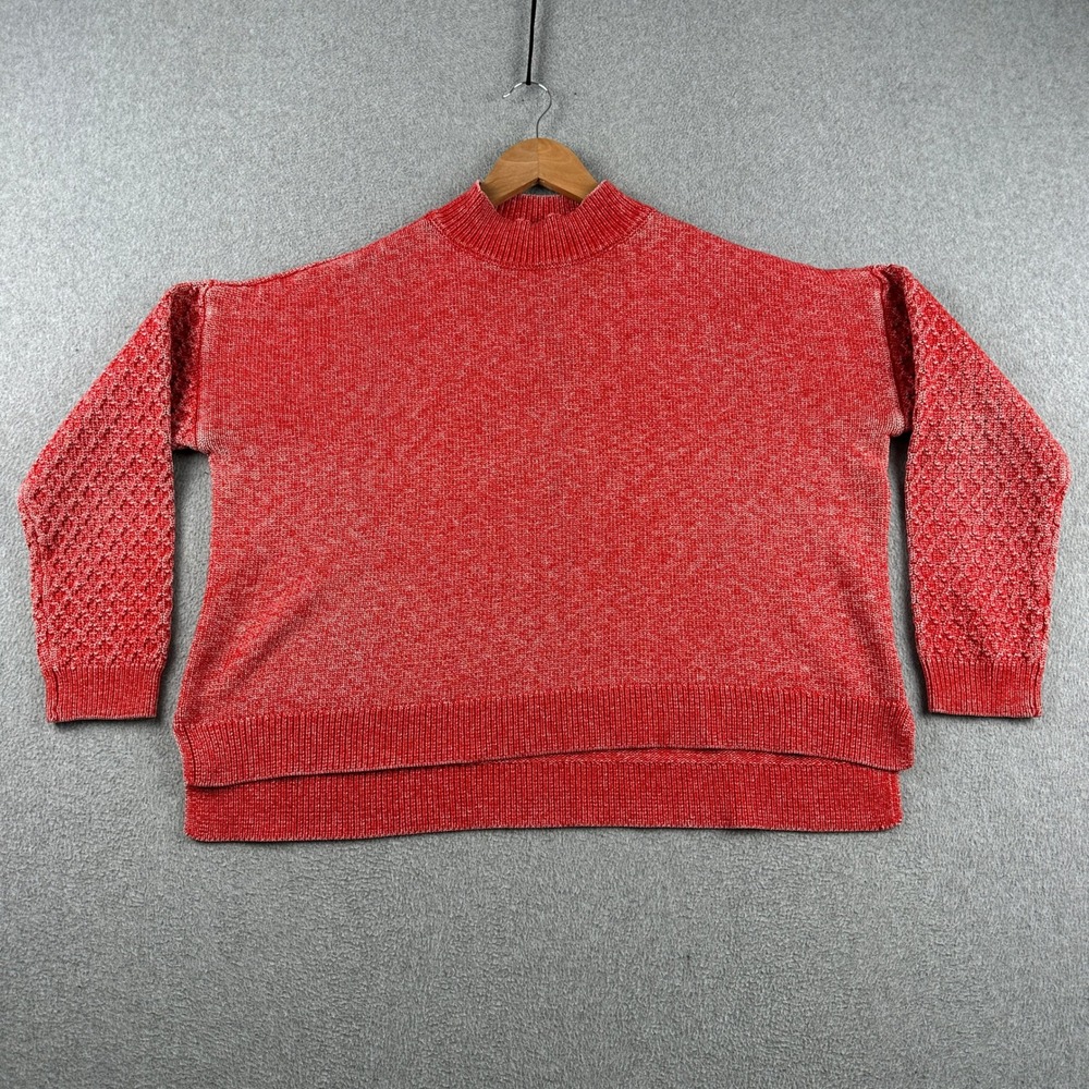Margaux Lonnberg Sweater Womens XL S78549 Red Textured Sleeve Mock Neck